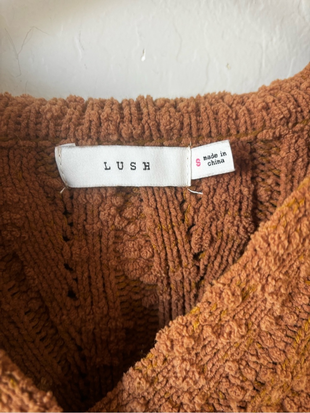 Lush Cropped V-Neck Sweater in Rust Brown - Picture 2 of 9